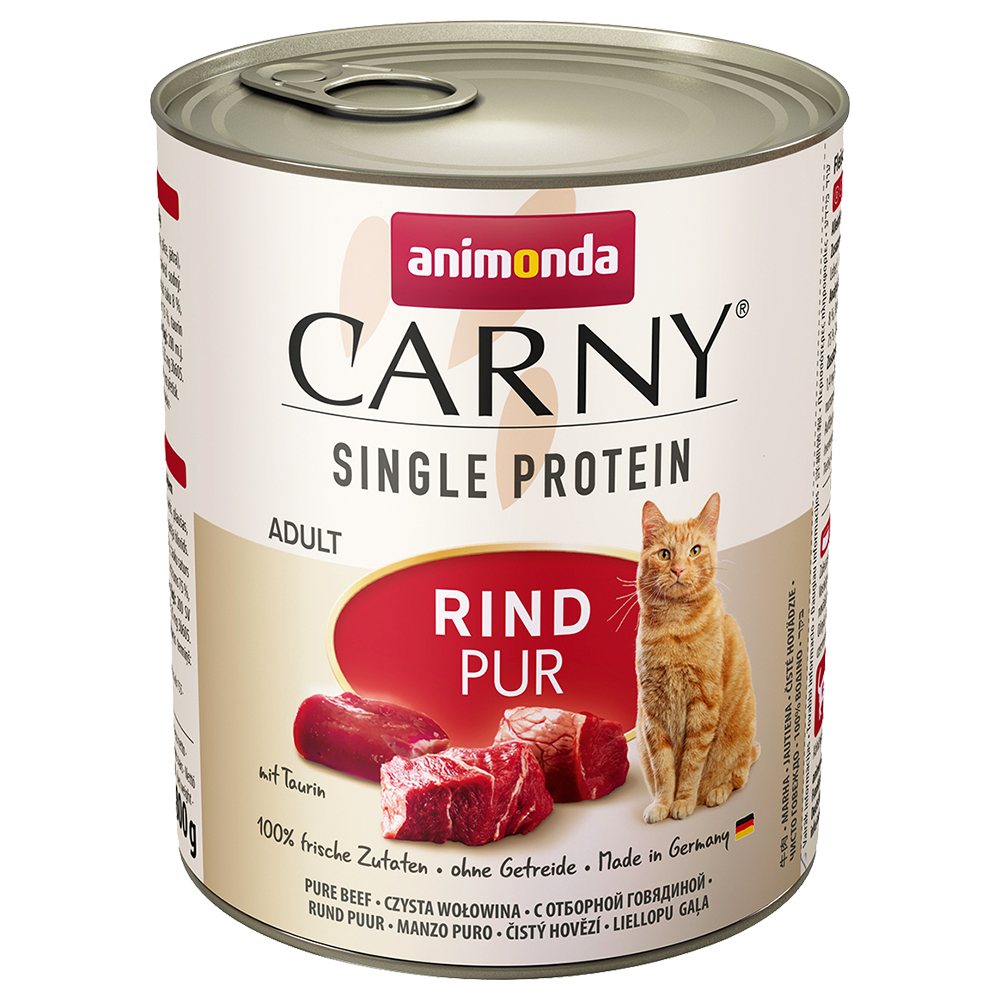 12x800g Single Protein Adult pur bœuf Animonda Carny - Pâtée pour chat