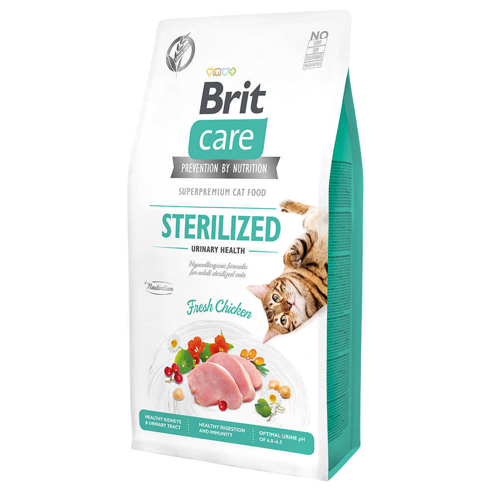 2x7kg Brit Care sans céréales Sterilized Urinary Health - Croquettes pour chat