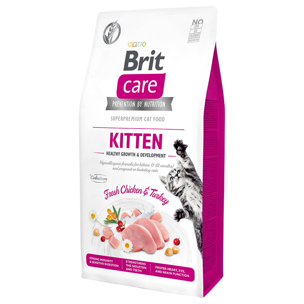 2x7kg Brit Care sans céréales Kitten Healthy Growth & Development - Croquettes pour chat