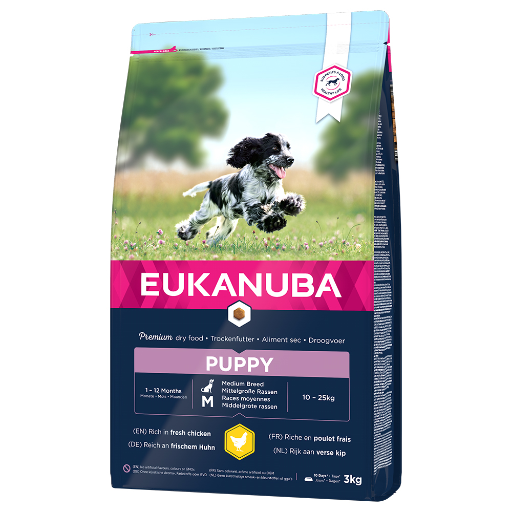 2x3kg Eukanuba Puppy Medium Breed poulet - Croquettes pour chiot