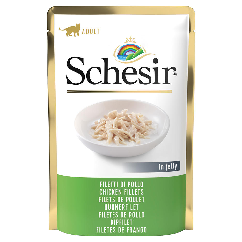 24x85g Schesir en gelée filet de poulet en gelée - Pâtée pour chat