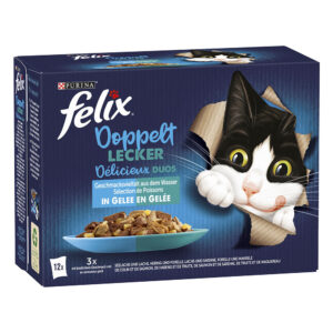 24x85g Felix Tendres Effilés Délicieux duos Poissons - Pâtée pour chat