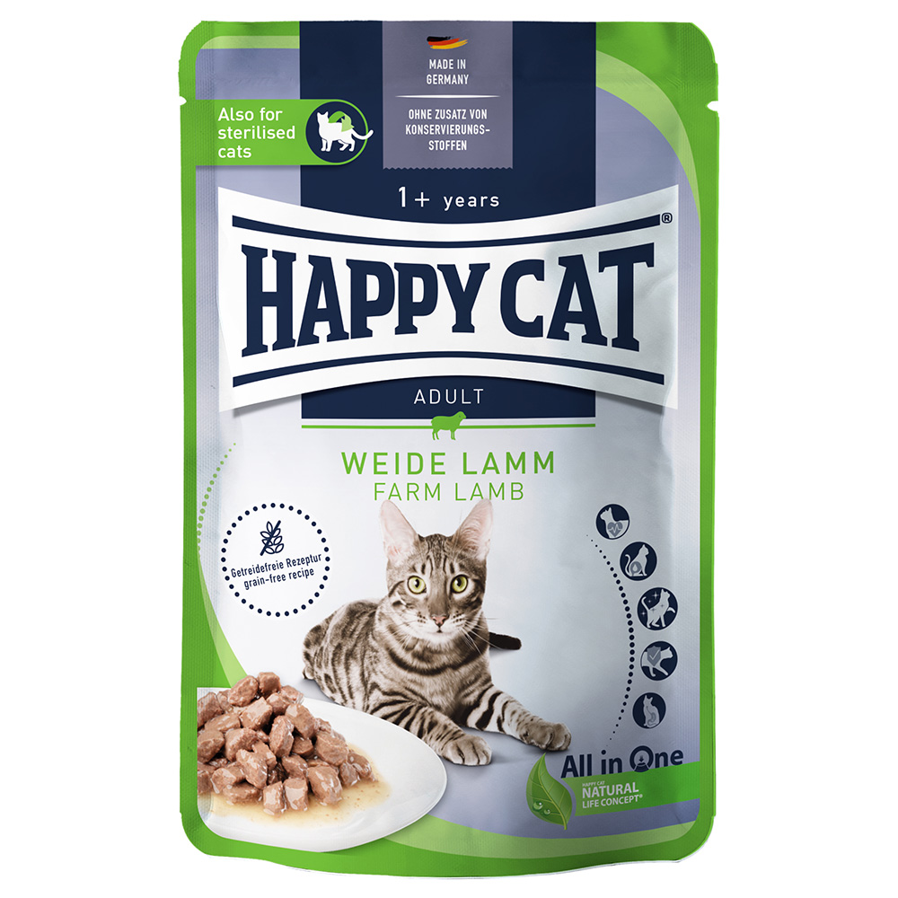 24x85g Happy Cat Meat en sauce agneau des pâturages - Pâtée pour chat