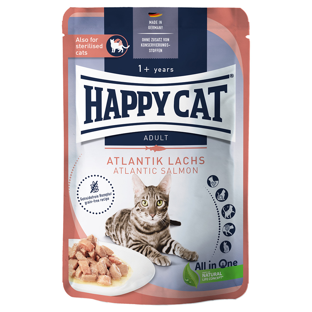 24x85g Happy Cat Meat en sauce saumon de l'Atlantique - Pâtée pour chat