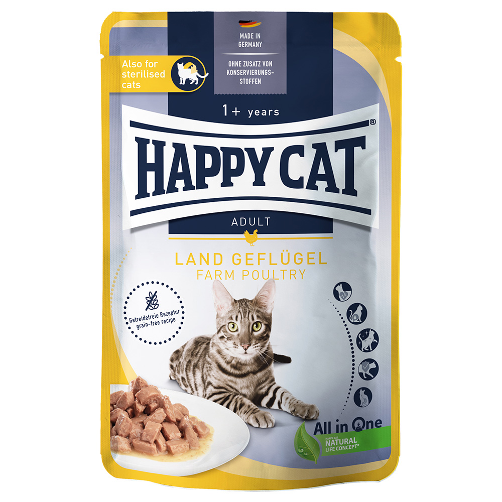 24x85g Happy Cat Meat en sauce volaille fermière - Pâtée pour chat