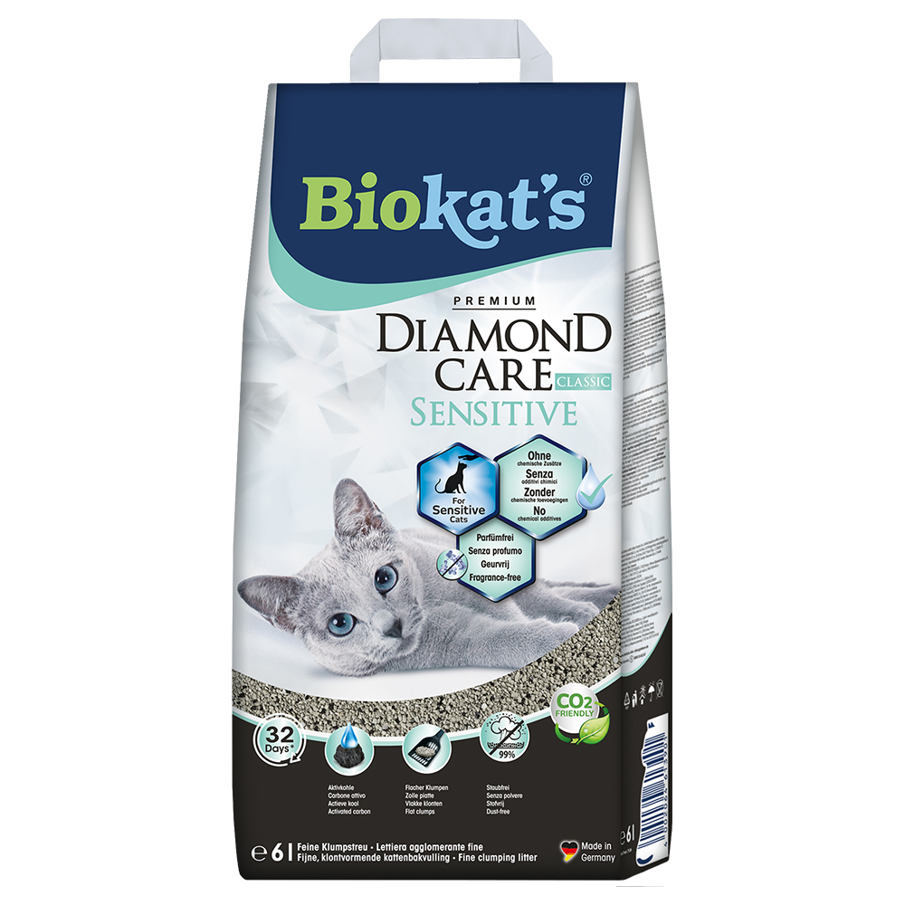 2x6L Litière Biokat's Diamond Care Sensitive Classic - pour chat