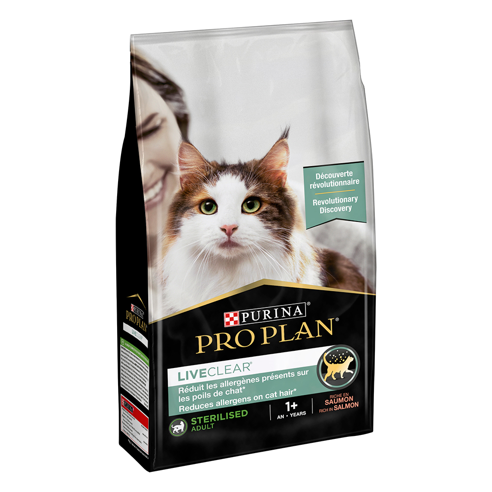 2x1.4kg LiveClear Sterilised Adult saumon PRO PLAN PURINA croquettes pour chat : le 2ème à -50 % !