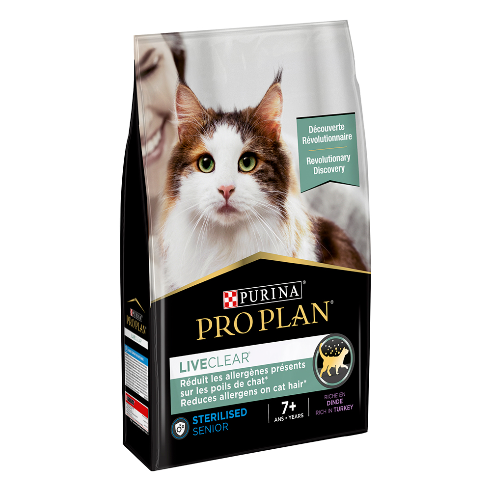 2x2.8kg LiveClear Sterilised Adult 7+ dinde PRO PLAN PURINA croquettes pour chat : le 2ème à -50 % !