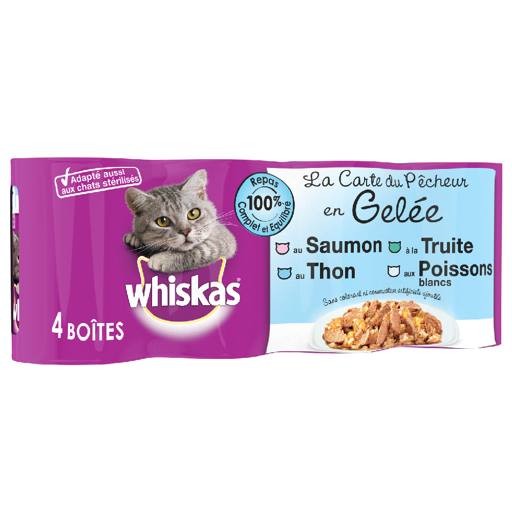 Whiskas La Carte 12 x 390 / 400 g pour chat - La Carte du Pêcheur en gelée (12 x 390 g)