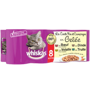 8x390g Whiskas La Carte La Carte Mer et Campagne en gelée - Pâtée pour chat