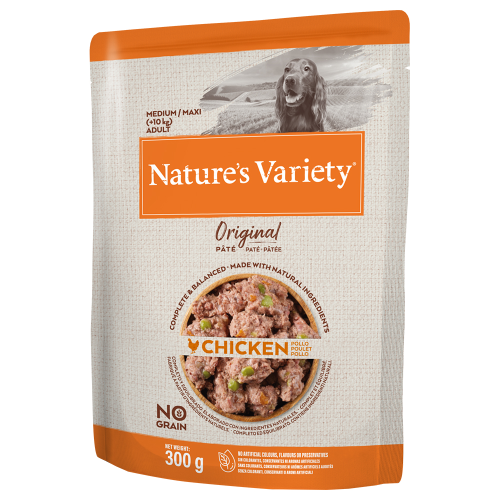 8x300g Nature's Variety Original Paté No Grain Medium/Maxi Adult poulet - Pâtée pour chien