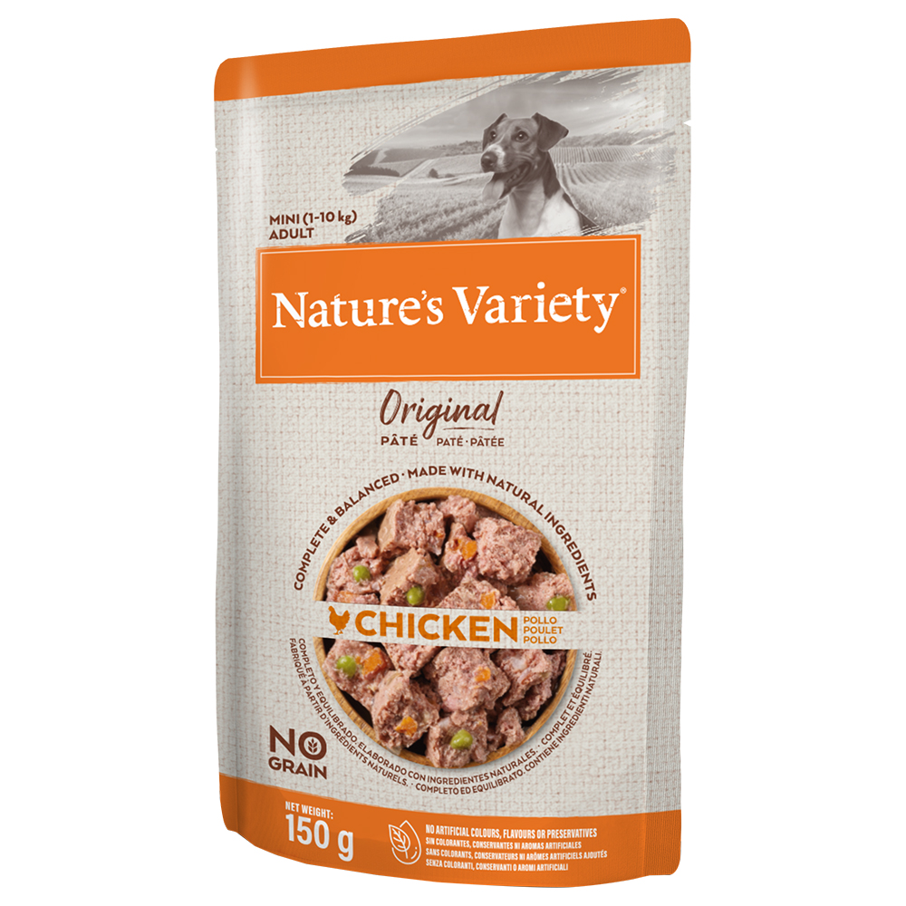8x150g Mégapack Nature's Variety Original Paté No Grain Mini poulet - Pâtée pour chien
