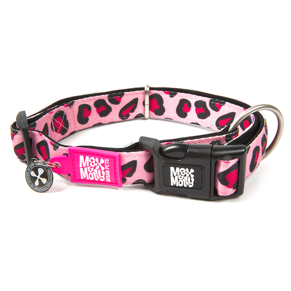 Collier Max & Molly Smart ID Leopard Pink pour chien - taille L : tour de cou 39-62 cm