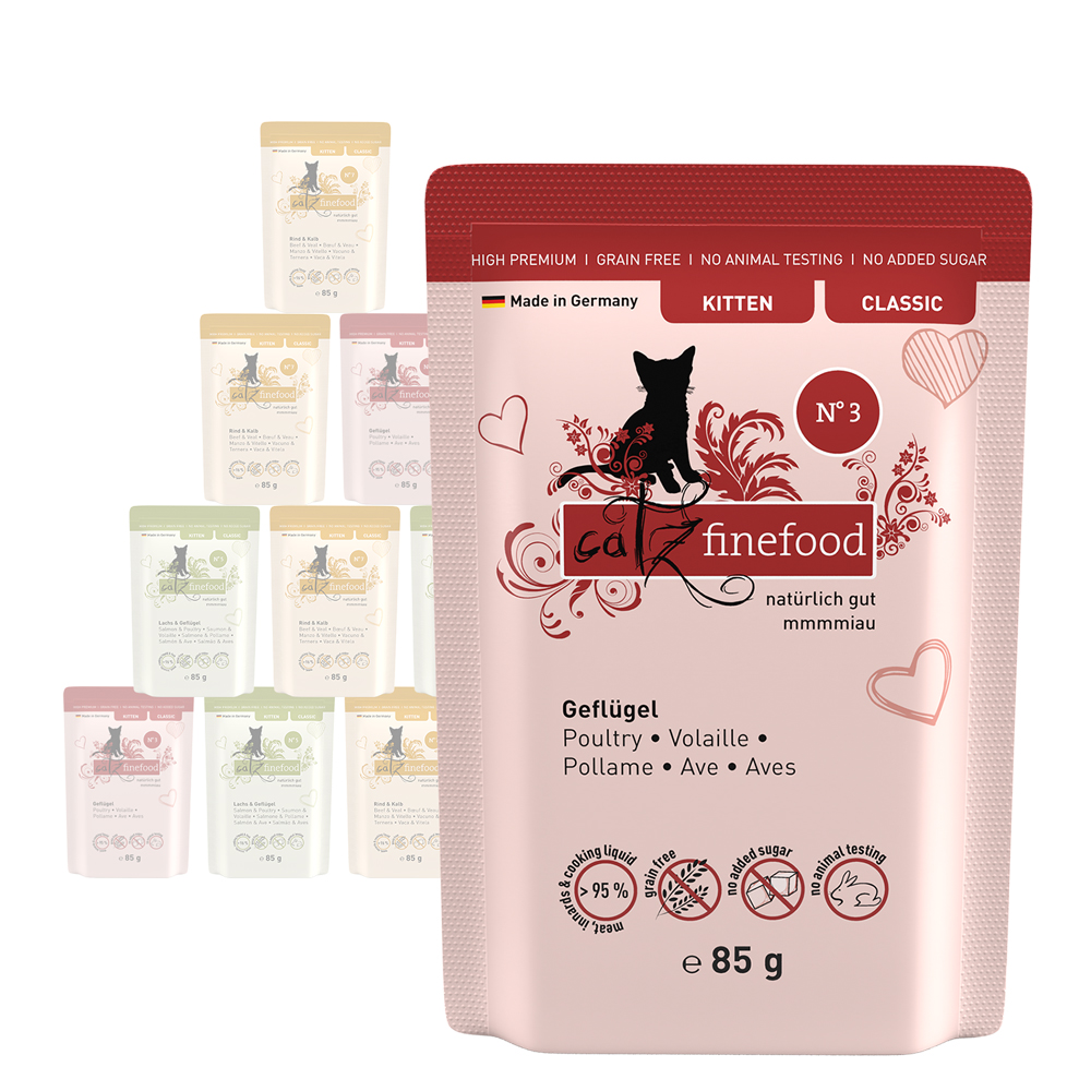 12x 85g catz finefood Kitten Mix (3 Sorten) Katzenfutter nass