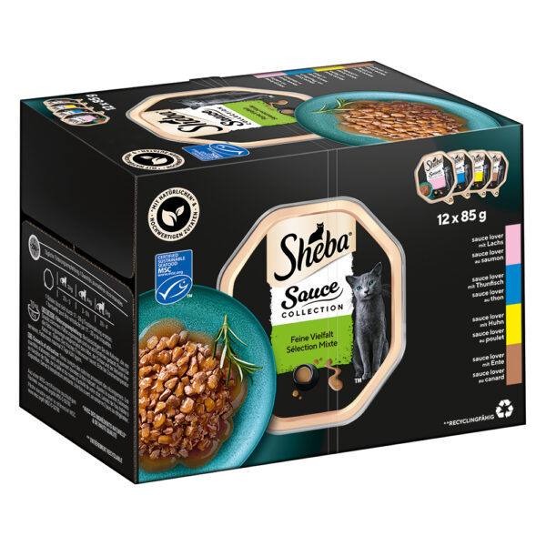 Mégapack Les Barquettes de Sheba 144 x 85 g pour chat - Sauce Lover (saumon