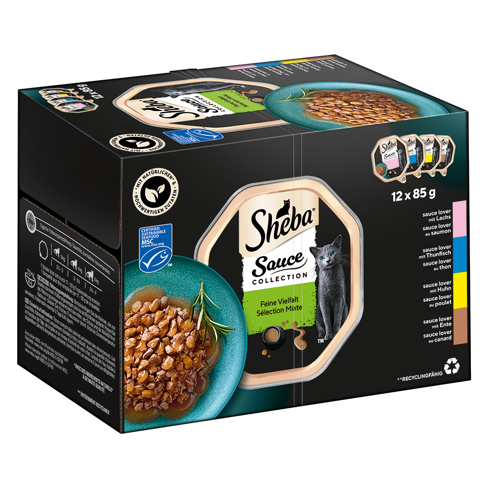 Mégapack Les Barquettes de Sheba 144 x 85 g pour chat - Sauce Lover (saumon
