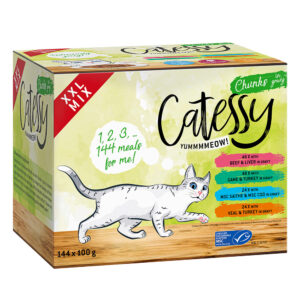 Pack XXL Catessy Bouchées en sauce ou gelée 144 x 100 g pour chat - 4 variétés de bouchées en sauce