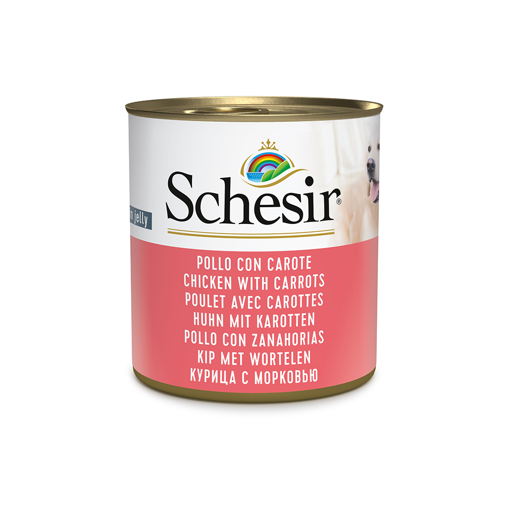 24x 285g Schesir Huhn mit Karotten Nassfutter für Hunde