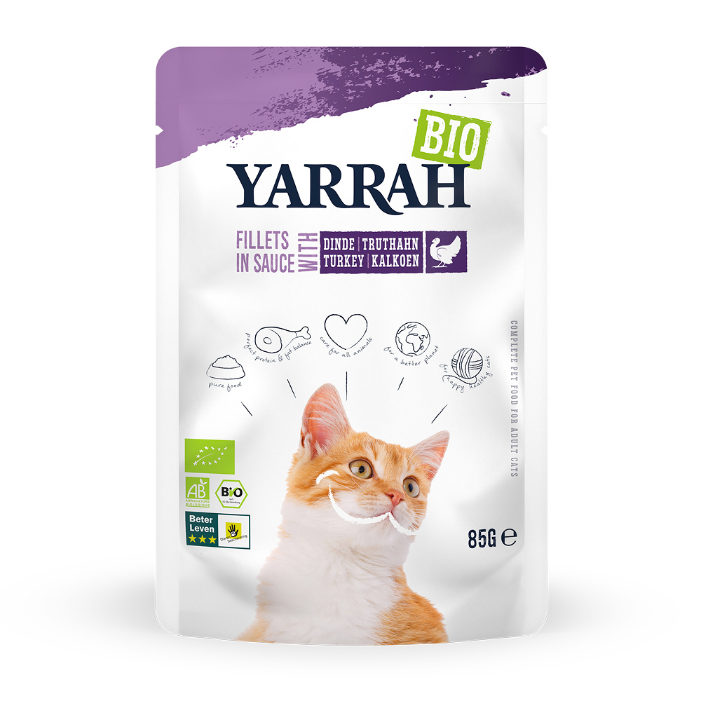 14x85g Yarrah Bio Filets en sauce dinde - Pâtée pour chat
