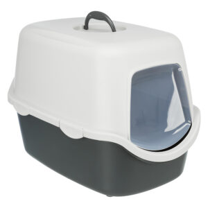 Maison de toilette Trixie Vico avec couvercle pour chat  - gris foncé/gris clair