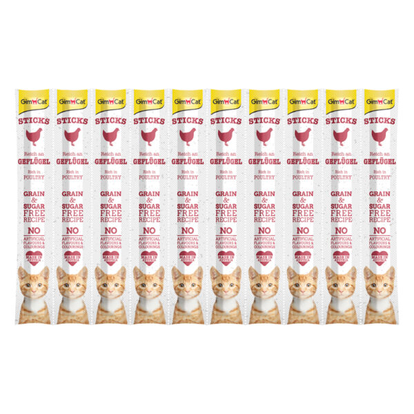 GimCat Sticks Bâtonnets volaille (10 friandises) pour chat