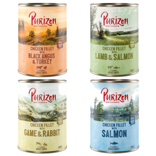24x400g Purizon Adult lot mixte - Pâtée pour chien