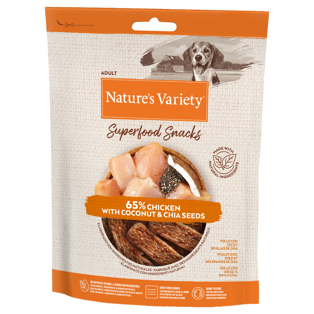 2x85g Friandises Nature's Variety Superfood Snacks poulet - pour chien