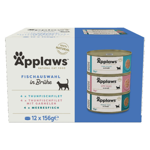 12x156g boîtes Applaws lot mixte au poisson - Pâtée pour chat