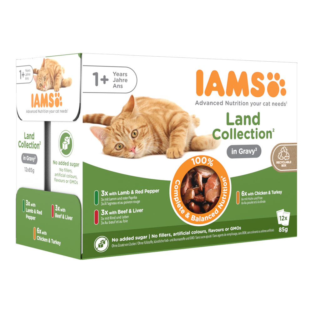 24x85g IAMS Delights Adult en sauce lot mixte Terre - Pâtée pour chat