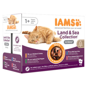 24x85g IAMS Delights Adult en sauce lot mixte Terre & mer - Pâtée pour chat