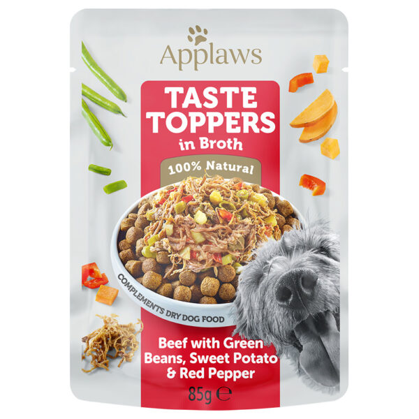 12x85g Applaws Taste Toppers en bouillon bœuf