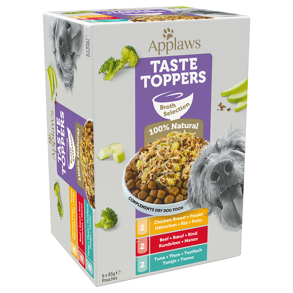 6x85g Applaws Taste Toppers lot mixte en bouillon - Pâtée pour chien