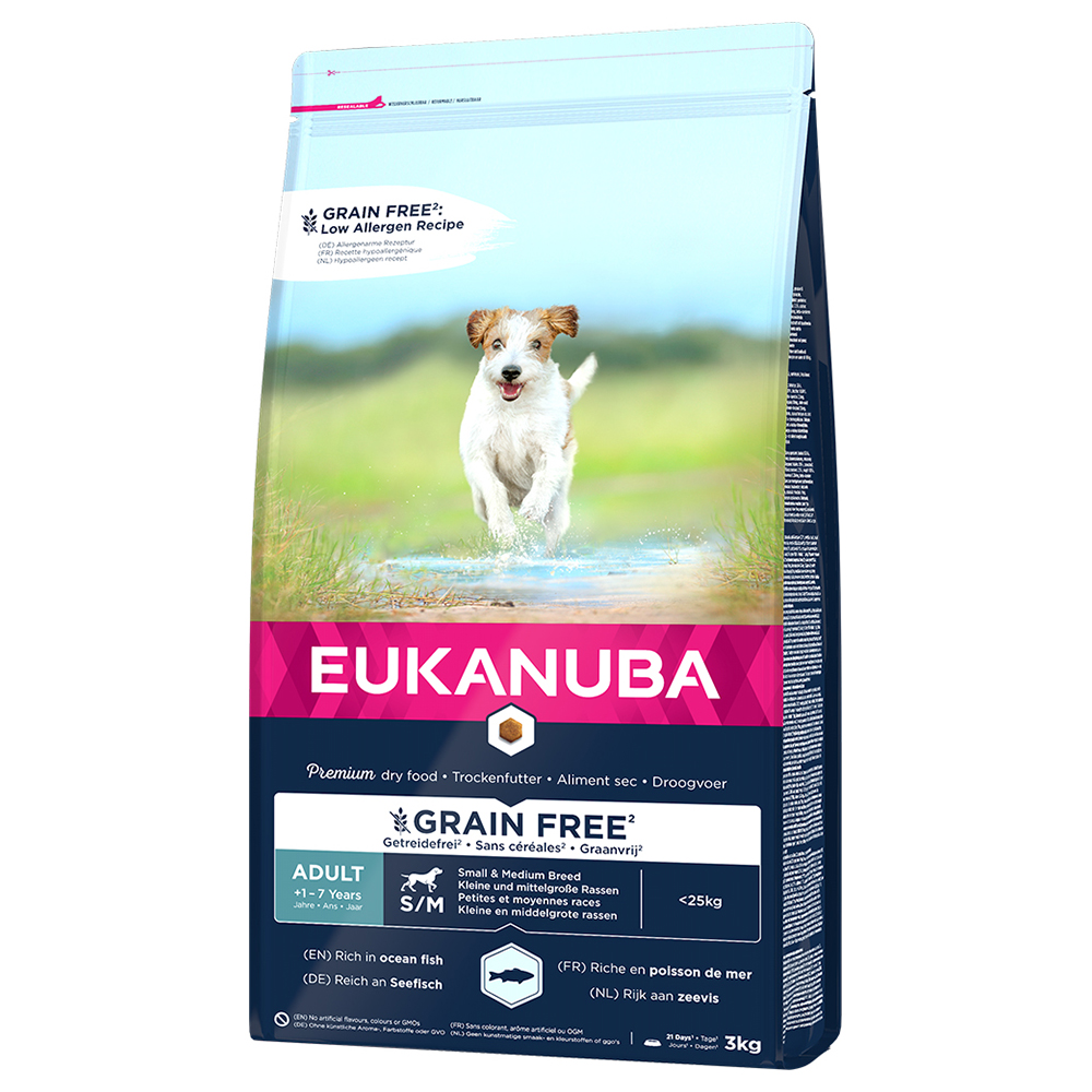 2x3kg Grain Free Adult Small / Medium Breed poisson de mer Eukanuba - Croquettes pour chien