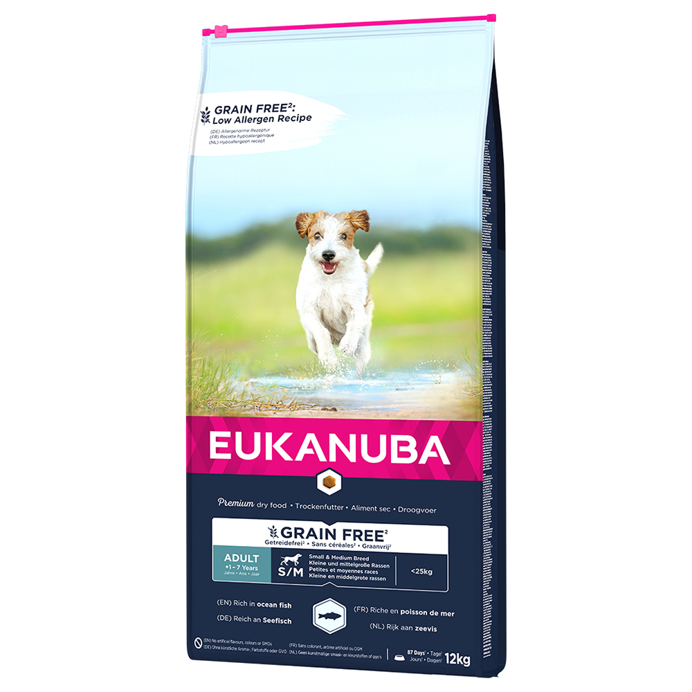 2x12kg Grain Free Adult Small / Medium Breed poisson de mer Eukanuba - Croquettes pour chien