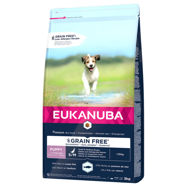 3kg Grain Free Puppy Small / Medium Breed saumon Eukanuba - Croquettes pour chien