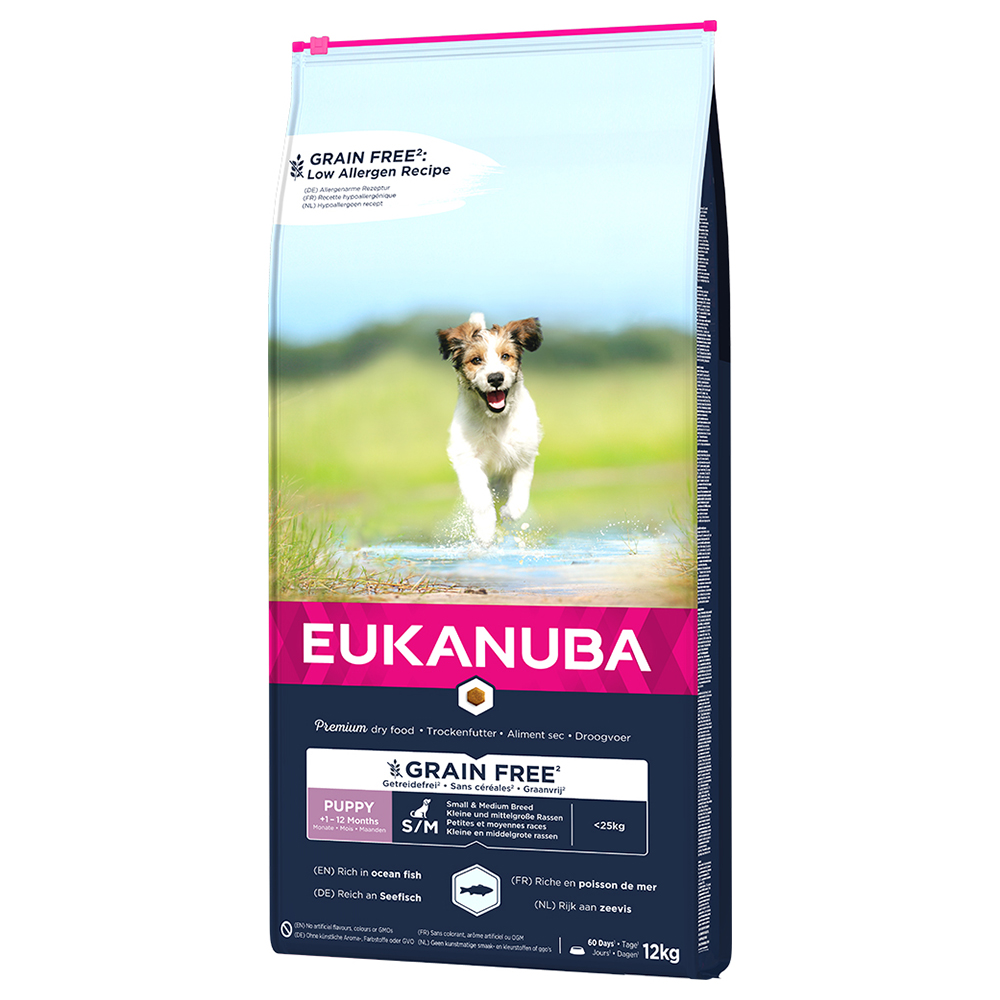 2x12kg Grain Free Puppy Small / Medium Breed saumon Eukanuba - Croquettes pour chien