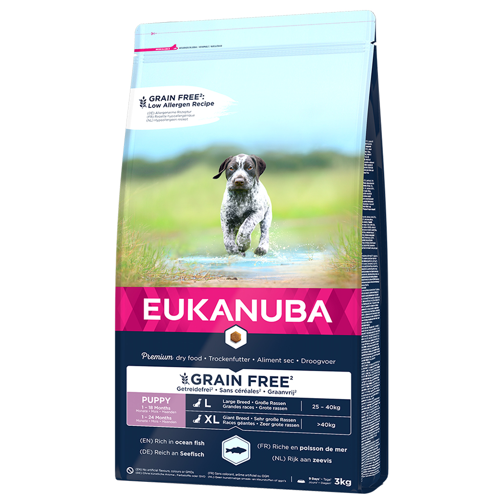 3kg Grain Free Puppy Large Breed saumon Eukanuba - Croquettes pour chien