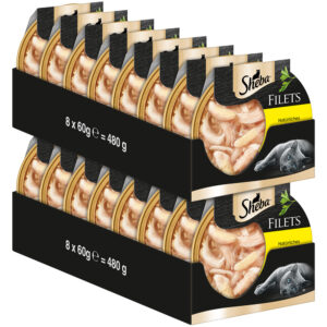 32x60g Sheba Dômes Filets fins poulet - Pâtée pour chat