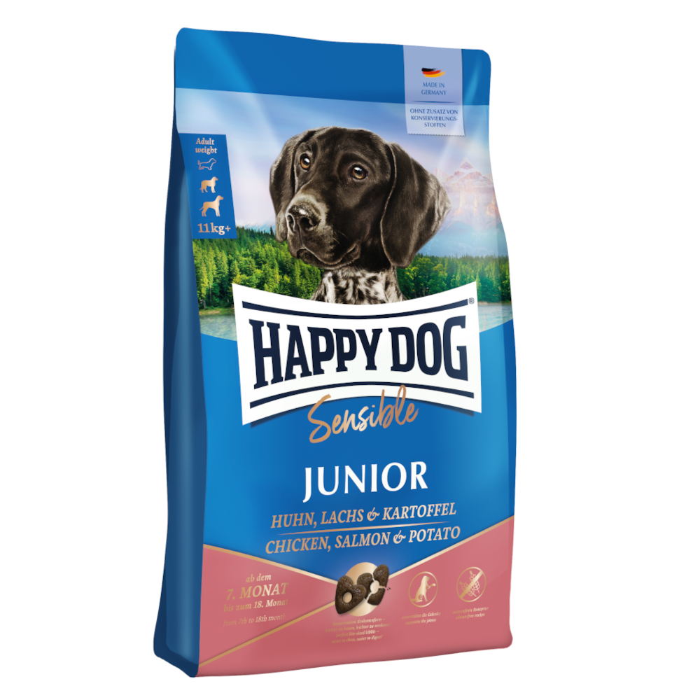 10kg Happy Dog Supreme Sensible Junior Lachs & Kartoffel Hundefutter trocken