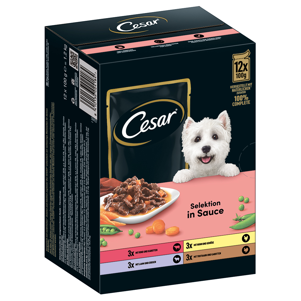 48x 100g Cesar Selektion Fleisch und Gemüse in Sauce Hundefutter nass
