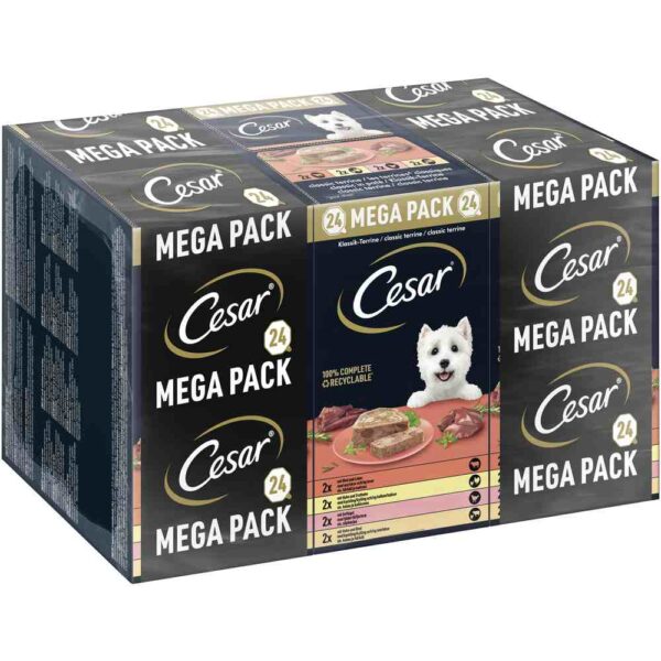 24x150g Cesar Les terrines classiques - Pâtée pour chien