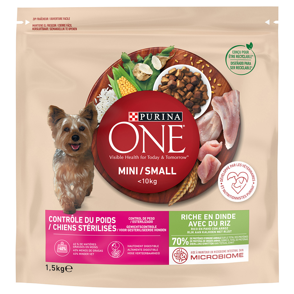 2x9kg PURINA ONE Mini Contrôle du poids /Chien stérilisés dinde