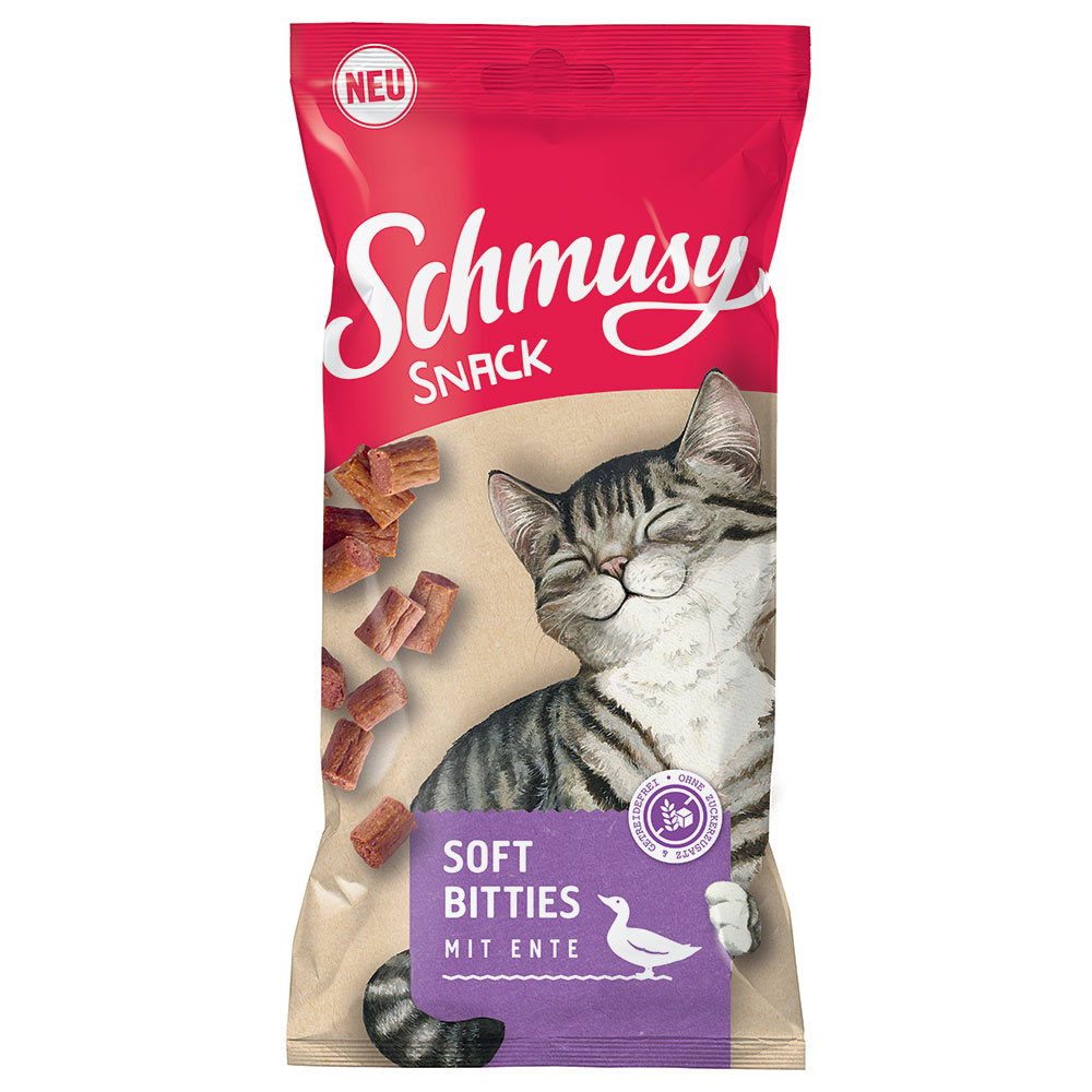 8x60g Schmusy Snack Soft Bitties canard - Friandises pour chat