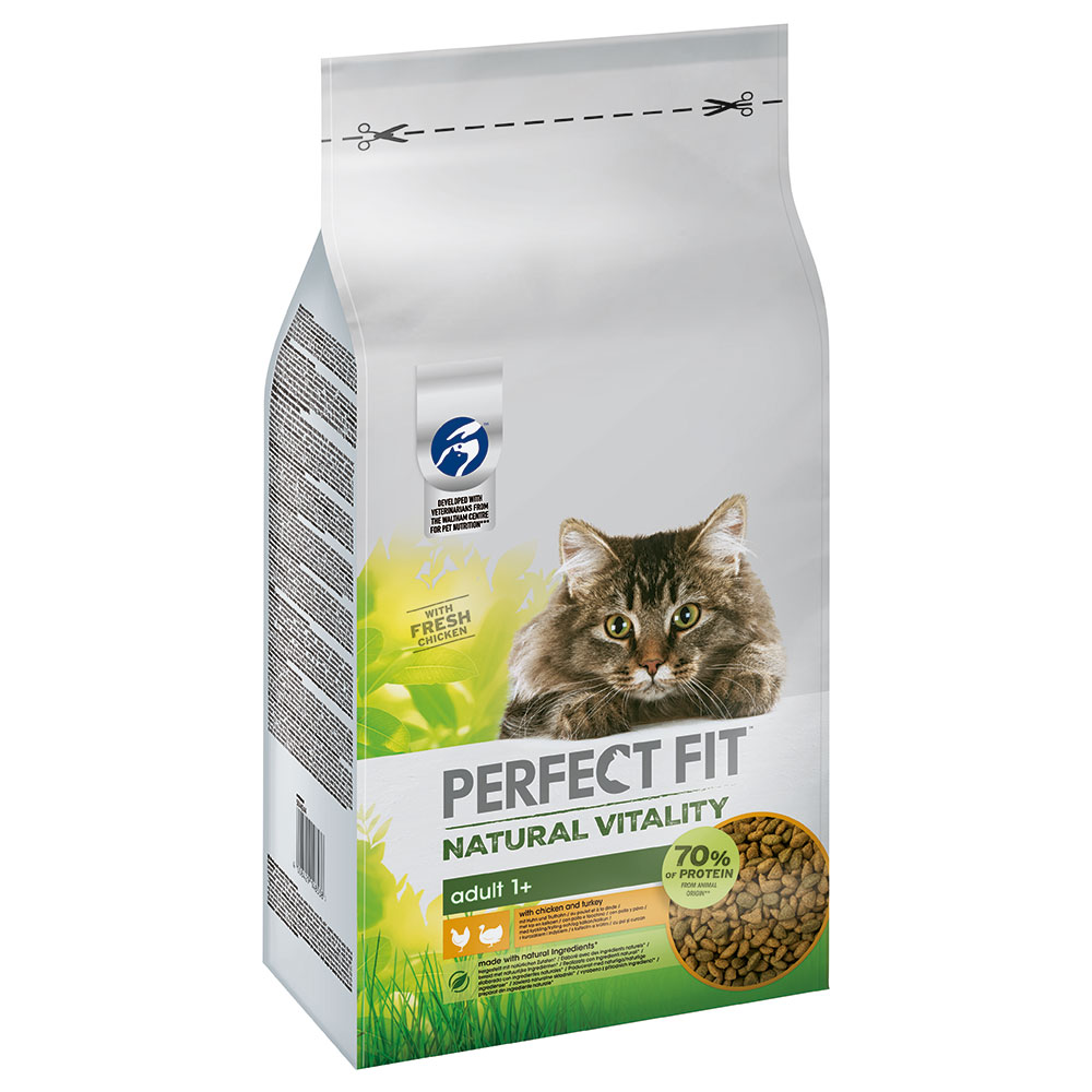 Lot Perfect Fit 2 x 6 kg / 7 kg pour chat - Natural Vitality 1+ poulet et dinde