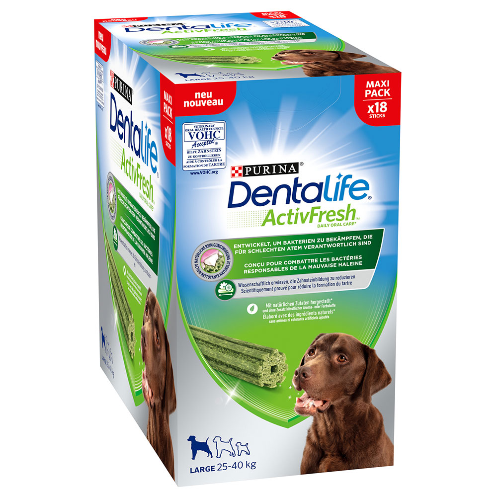 36 bâtonnets PURINA Dentalife ActivFresh à mâcher pour chien de grande taille