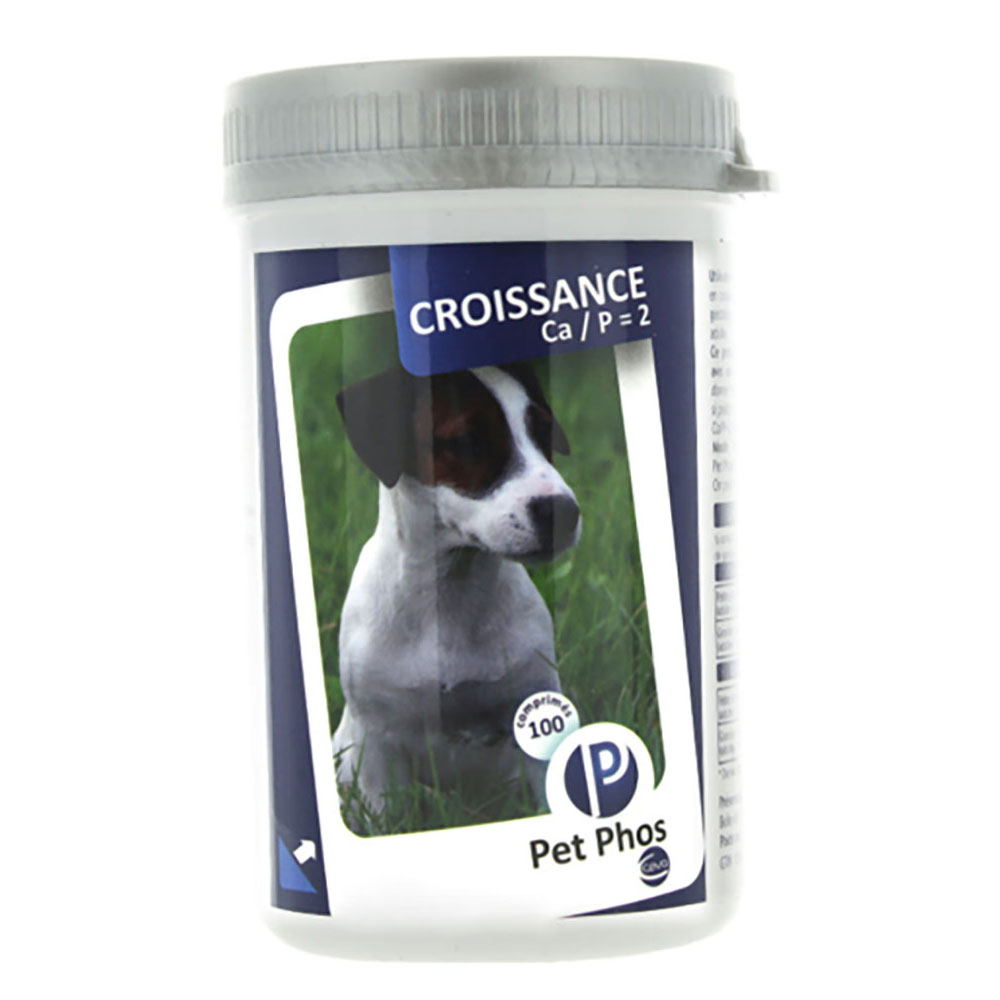 2x100 comprimés Pet-Phos Croissance Ca/P=2 - pour chien