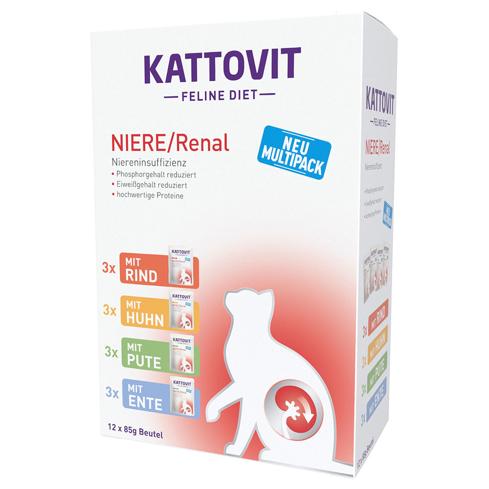 12x85g Spécial reins lot mixte (4 variétés) Kattovit - Pâtée pour chat