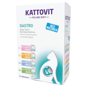 12x85g Gastro lot mixte (4 variétés) Kattovit - Pâtée pour chat