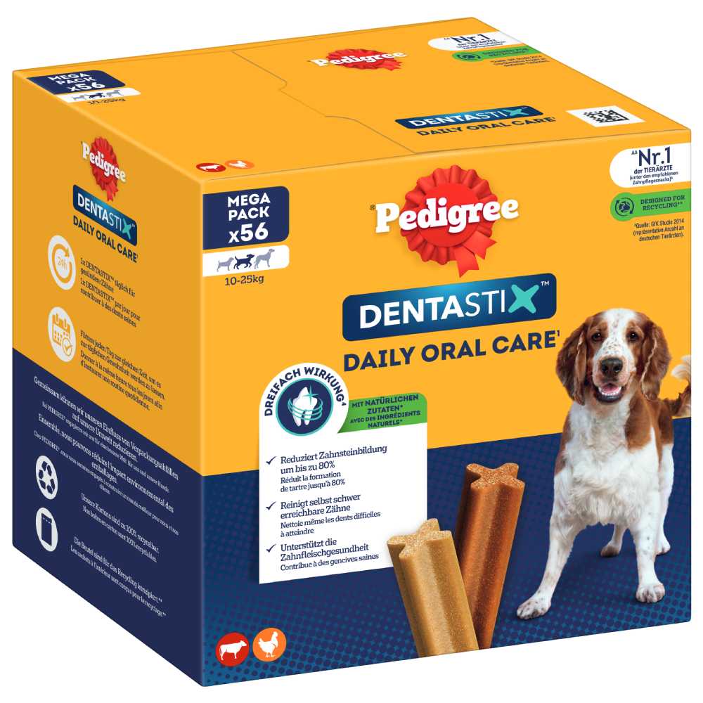 Lot 168 x Pedigree DentaStix Oral Care / Fresh pour chien de taille moyenne (10-25 kg)