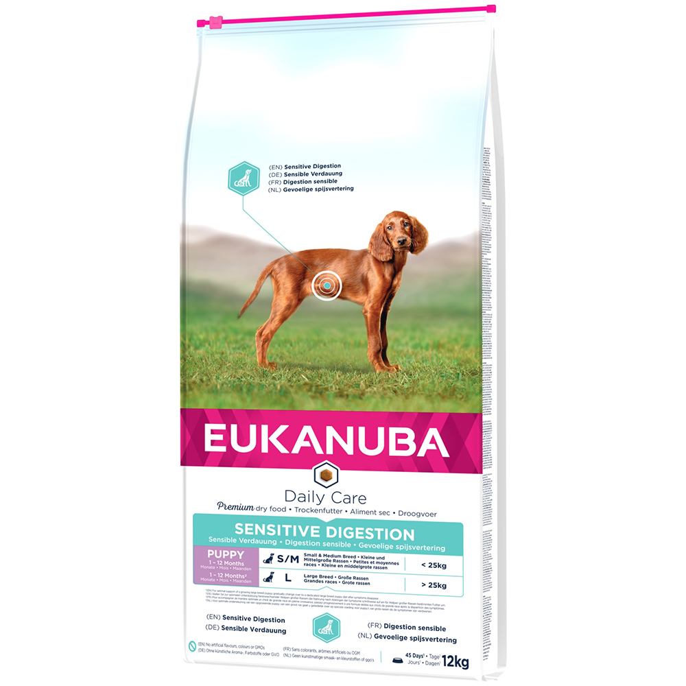 2x12kg Eukanuba Puppy Sensitive Digestion poulet